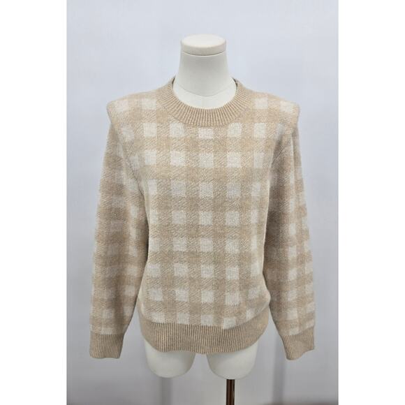 Evereve Collete Checkered Stong Shoulder Sweater - Picture 1 of 5